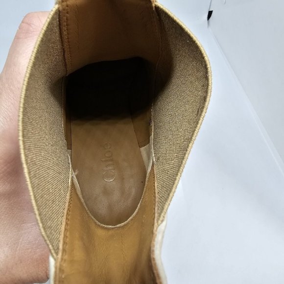 Chloe Calfskin Suede Ankle Boot Biscotti Beige Size 36 - Picture 7 of 16